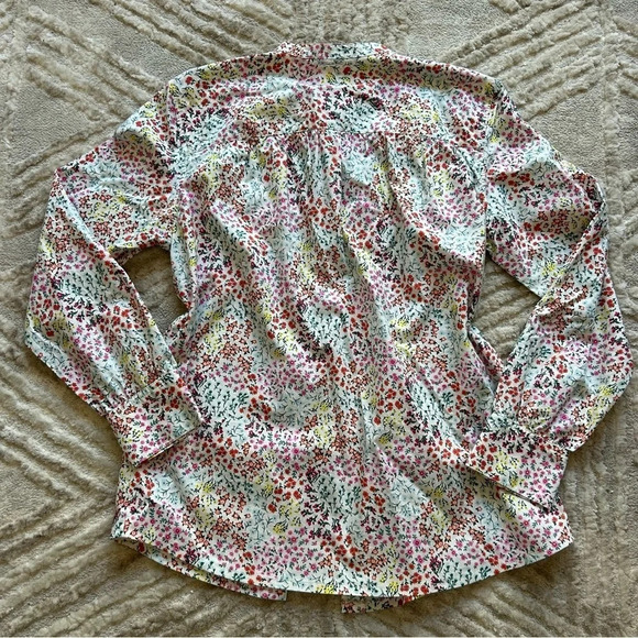 Land’s End 100% Cotton Floral Button Up Shirt Spring Blouse Colorful - Picture 5 of 6